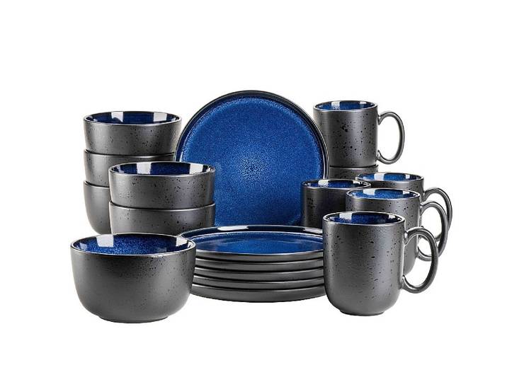 Geschirr-Serie Niara schwarz-blau - Frühstückset 18tlg. Niara