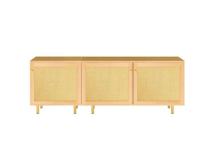 Flora Grace Sideboard 180/40/63 cm in Naturfarbe mit 3 Türen und modularer Aufteilung, Naturfarben, 180x63x40 cm, Kleinmöbel, Kommoden, Sideboards