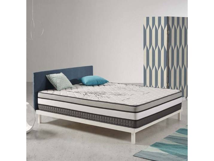 Matelas Trilux 180x200 cm - Matelas Ressorts Ensachés Hybrid Mousse mémoire HR Blue Latex Mi-ferme Réversible Très épais 30 cm