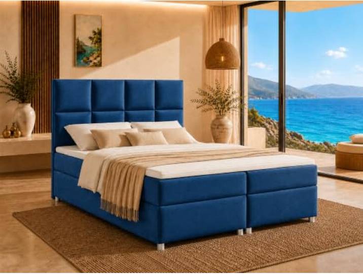 Best For Home Trinity K-2 Lux Boxspringbett 140x200 mit Matratze und Topper Elegantes Boxspringbett mit H3-Bonellfederkernmatratze, PUR-Schaum-Topper, zwei Bettkästen und hochwertigem Trinity-Stoff.