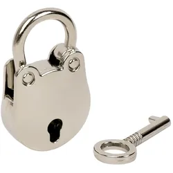 HMF Mini Deko Vorhängeschloss mit Schlüssel, 3,8 x 2,5 x 1 cm, Silber