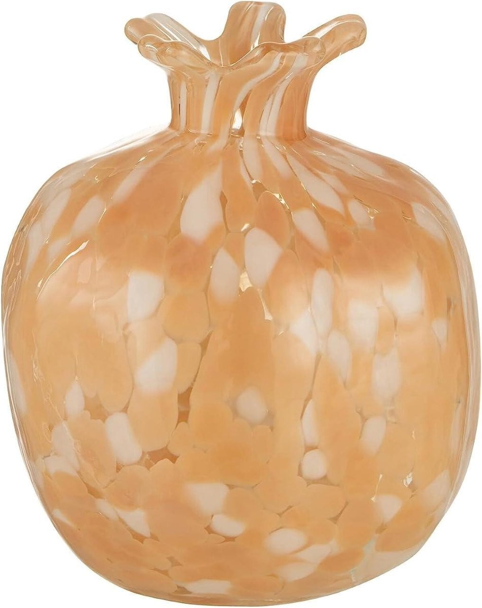 Beige Glazen Vaas voor Decoratie - Hoogte: 16 cm