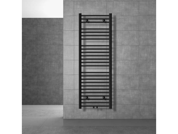 LuxeBath Badheizkörper Sahara 500x1500 mm Schwarz matt gerade mit Mittelanschluss Designheizkörper Handtuchwärmer Handtuchtrockner, ohne Heizstab