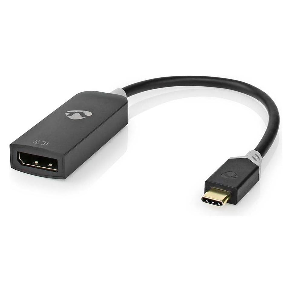 Nedis USB Adapter USB 3.2 Gen 1 USB-CT Male DisplayPort Female 0.20 m Round Gold Plated PVC Anthraci (DisplayPort) (CCBW64352AT02)