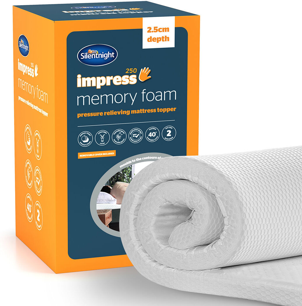 Silentnight Impress 2.5cm Memory Foam Mattress Topper White Double (4'6)
