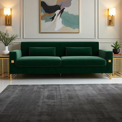 ZWYO HOSIMU "78"" Velvet Luxury Sofa with Gold Accents, 3-Seater Tufted Back Couch and Removable Cushions"
