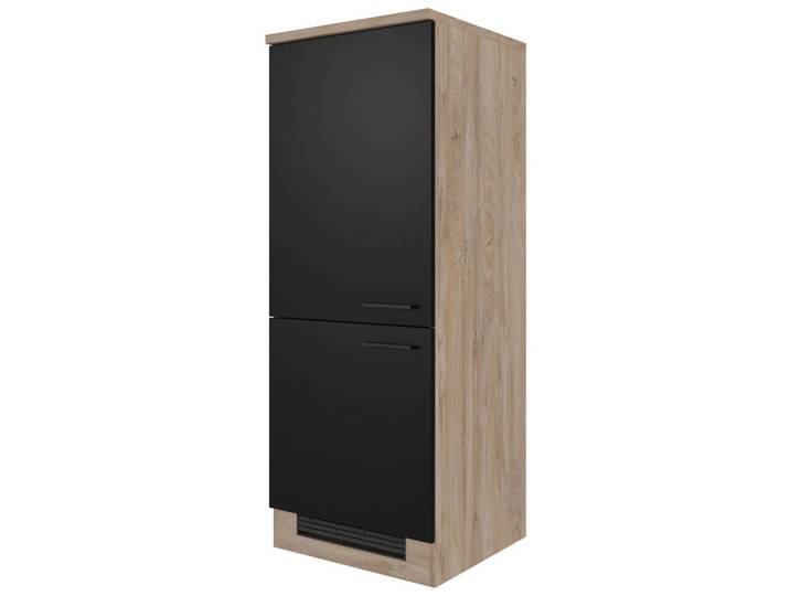 FlexWell Geräteumbauschrank, Schwarz, Eiche, 1 Fächer, einzeln stellbar, einmalig seitenverkehrt montierbar, 60x160.6x60 cm, Made in Germany, Küchen, Küchenmöbel, Küchenschränke, Geräteumbauschränke