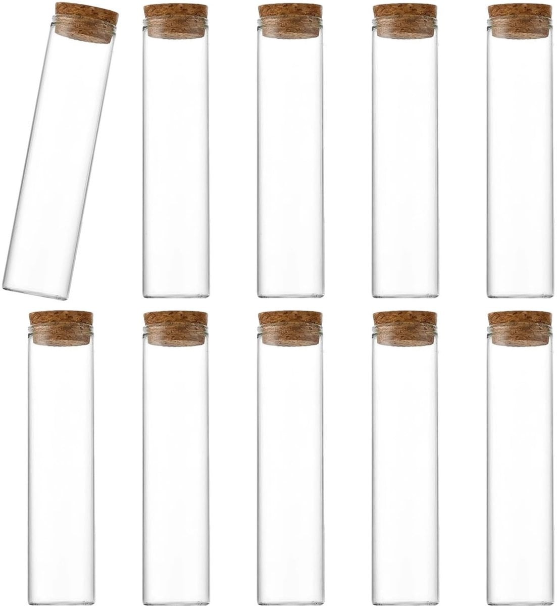 Dailygoody - Set van 10 lege glazen proefbuizen met kurken stopper