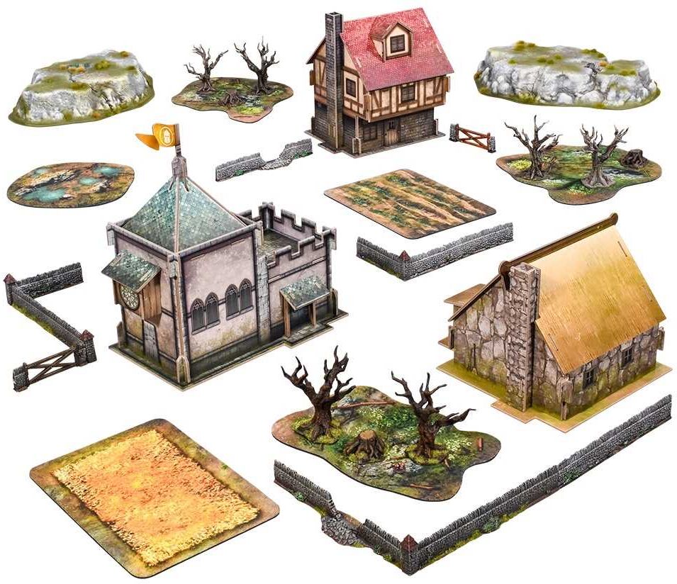 Fantasy Battlefield Pack by Mantic Games for Tabletop Wargaming 6x4 ft Terrain Set with Hills, Buildings, and Scatter Pieces