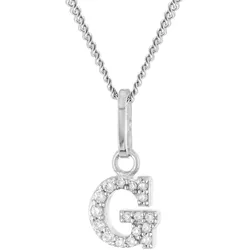 trendor 28240-G Damen-Kette mit Buchstabe G Anhänger 925 Silber Rhodiniert, 38 cm