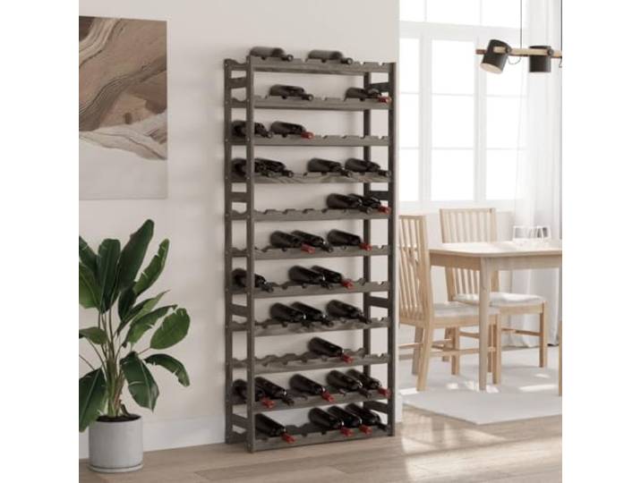 smnyxs Flaschenregal aus massivem Kiefernholz, Grau, 77 Flaschen, 11 Ebenen Naturholz, Wellplatten, Wandbefestigung inklusive, vielseitig einsetzbar, rustikales Design