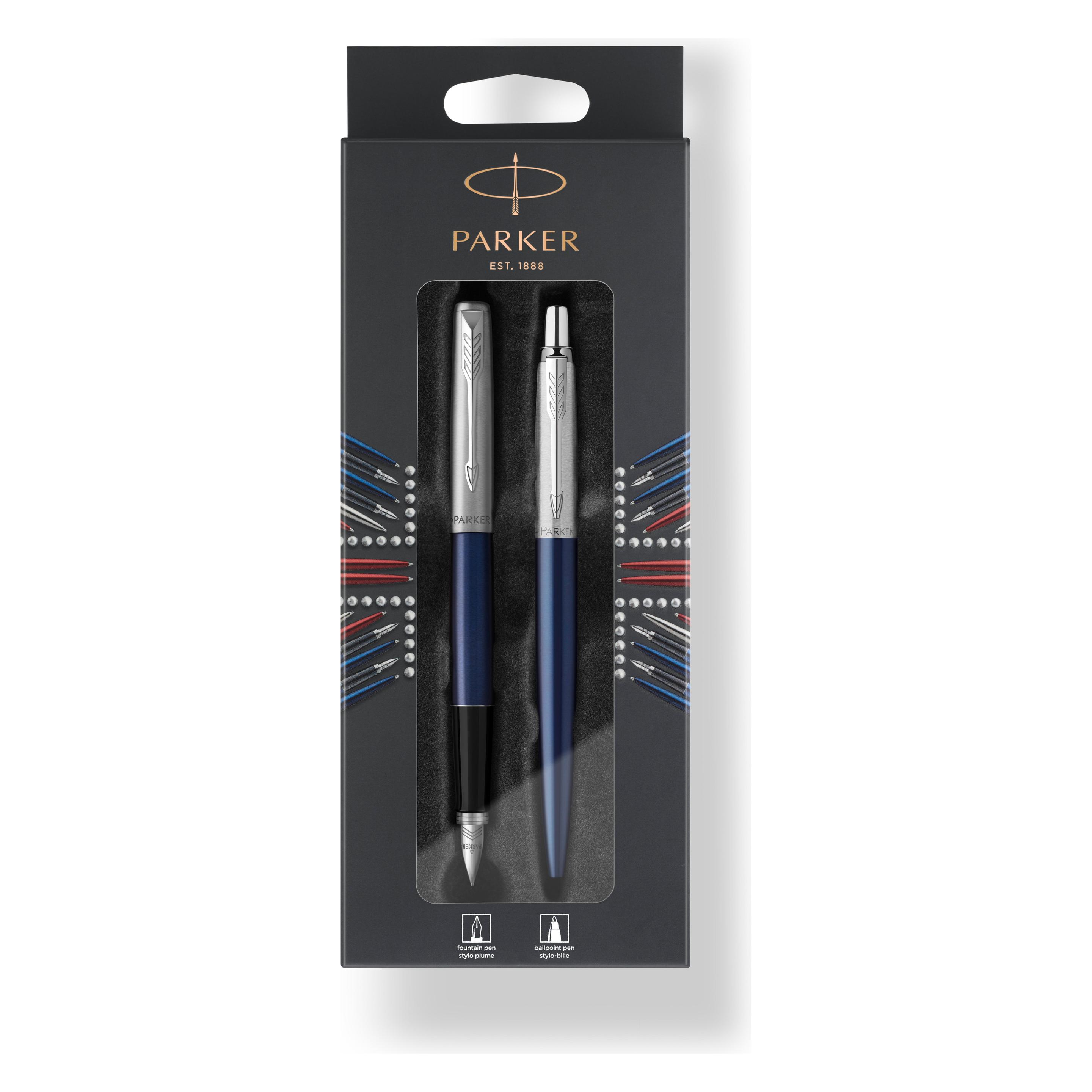 Parker JOTTER DuoSet Kugelschreiber & Füllfederhalter Royal Blue C.C. (M, blau) (2x) (2046255)