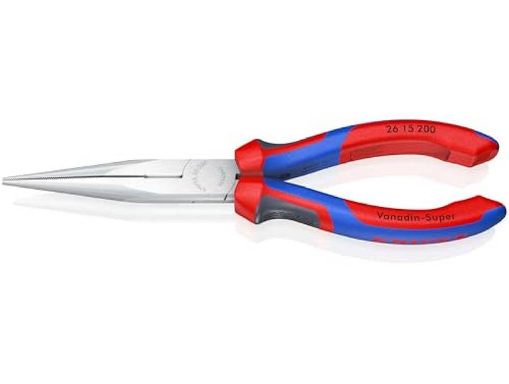KNIPEX Platspitse tang met zijsnijder (telefoontang) verchroomd met comfortgrepen 200 mm, 26 15 200