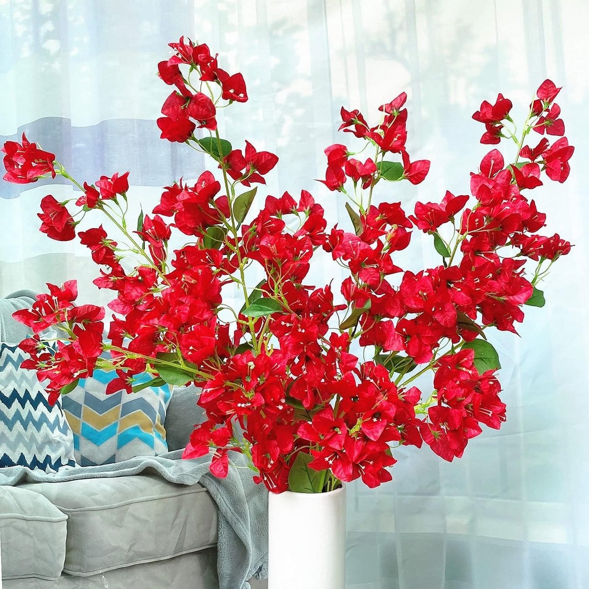 Set van 4 lange zijden kunstbloemen takken voor decoratie