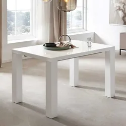 Esszimmer Tisch in Weiß Hochglanz Mittelauszug