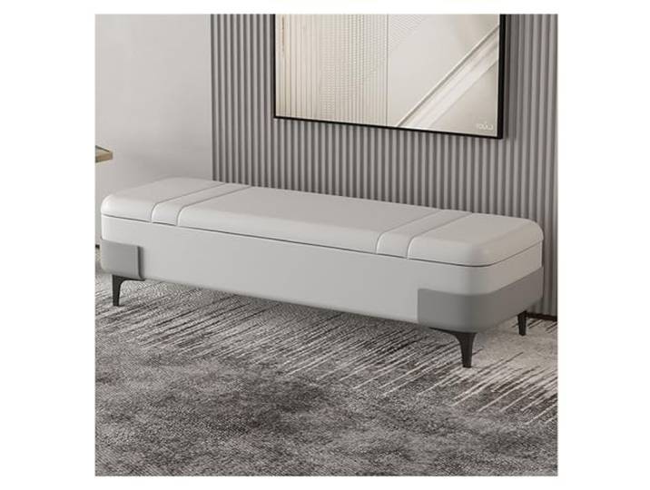 Dekorativ Leder-Aufbewahrungsbank, modernes Schlafzimmer(Light Grey)
