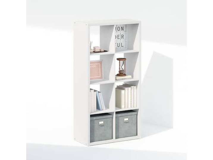 Furinno Simple Würfel-Aufbewahrungsorganizer, 8-Würfel Display-Regal, offenes Rückseitenregal, Aufbewahrungsregale, extra Dickes Gestell, Weiß