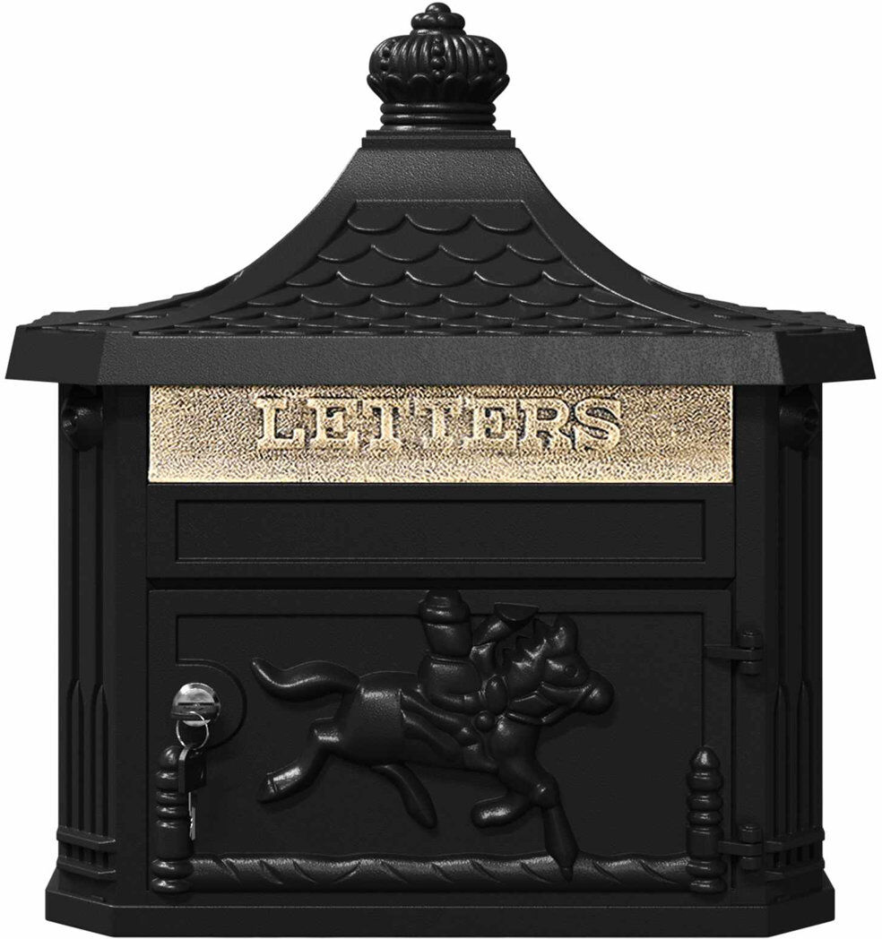 vidaXL Cast Aluminum Wall Mounted Post Box Black