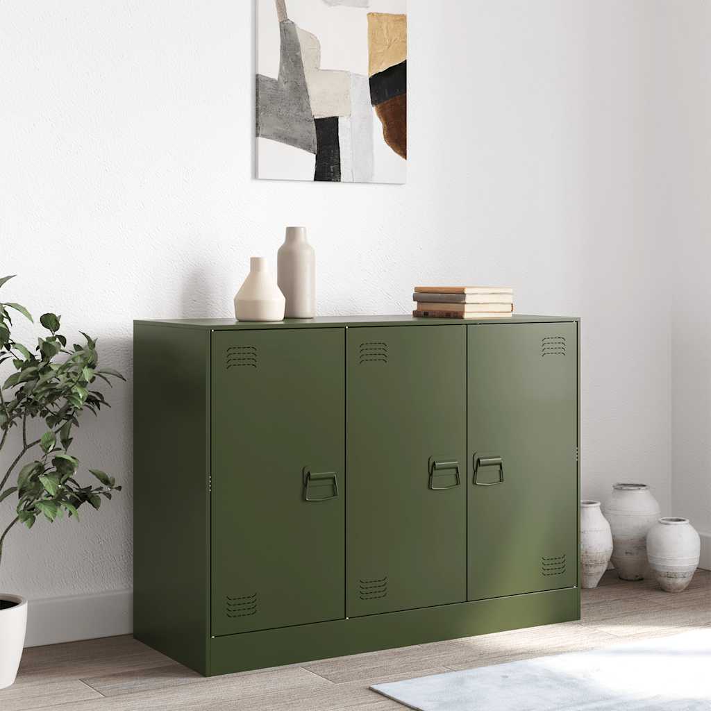 vidaXL Buffet vert olive 99x39x73 cm acier