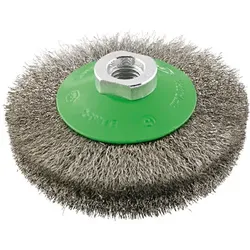 Kegelbürste rostfrei M14 gewellt 100x0,2mm - gelb