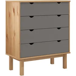 vidaXL Schubladenschrank OTTA Braun&Grau 76,5x39,5x90 cm Massivholz
