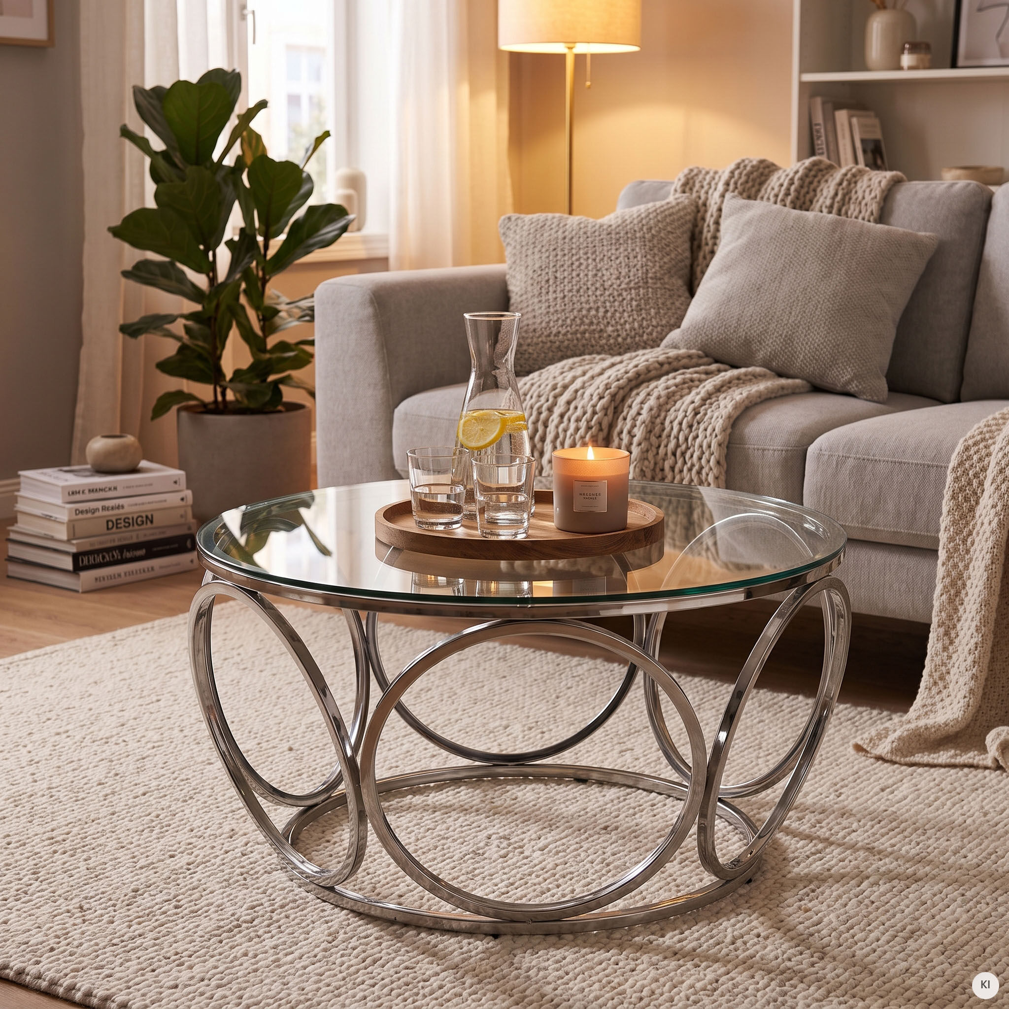 Couchtisch SALESFEVER "Couchtisch im eleganten Stil", silber (silber, silber, klar), B:80cm H:40cm T:80cm, Edelstahl, Sicherheitsglas, Tische, Couchtisch, mit Design-Gestell aus Stainless Steel silber, silber, klar B/H/T: 80cm x 40cm x 80cm, Silber/Klargl