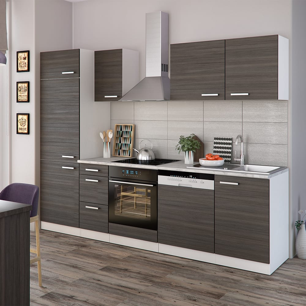 Vicco Cuisine sans plan de travail gris noble/blanc 270x206.8cm Gris 270x207x58cm