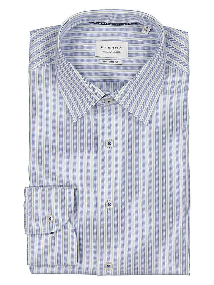 Eterna Hemd - Modern fit - in Blau/ Weiß - 46