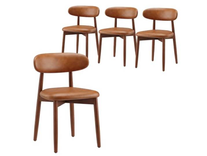 COLAMY Stühle Esszimmer 4er Set, Esszimmerstuhle Küchenstühle Hochdichter Schaumstoff, Atmungsaktives PU-Leder, Gepolsterte Sitzfläche, Sitzstuhl für Küche Wohnzimmer Haushalt & Café, Braun