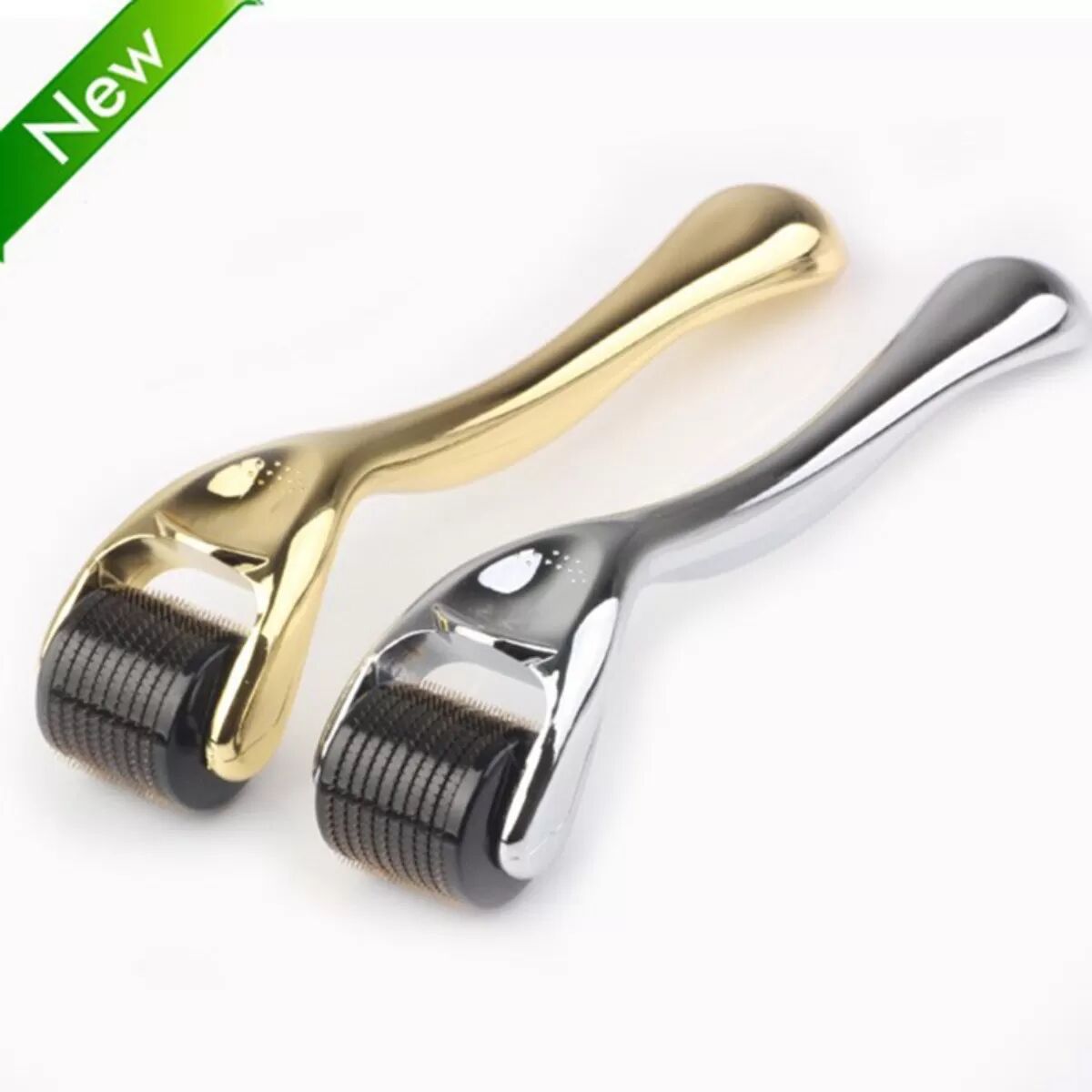 INF Gold 0,3mm 540-Nadel Derma-Roller – Microneedling-Roller für Gesicht und Körper gegen Falten, Poren und Dehnungsstreifen Silber 1,5 mm