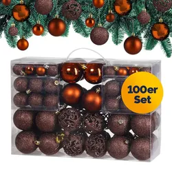 Casaria Weihnachtskugeln Christbaumkugeln 100tlg. - braun