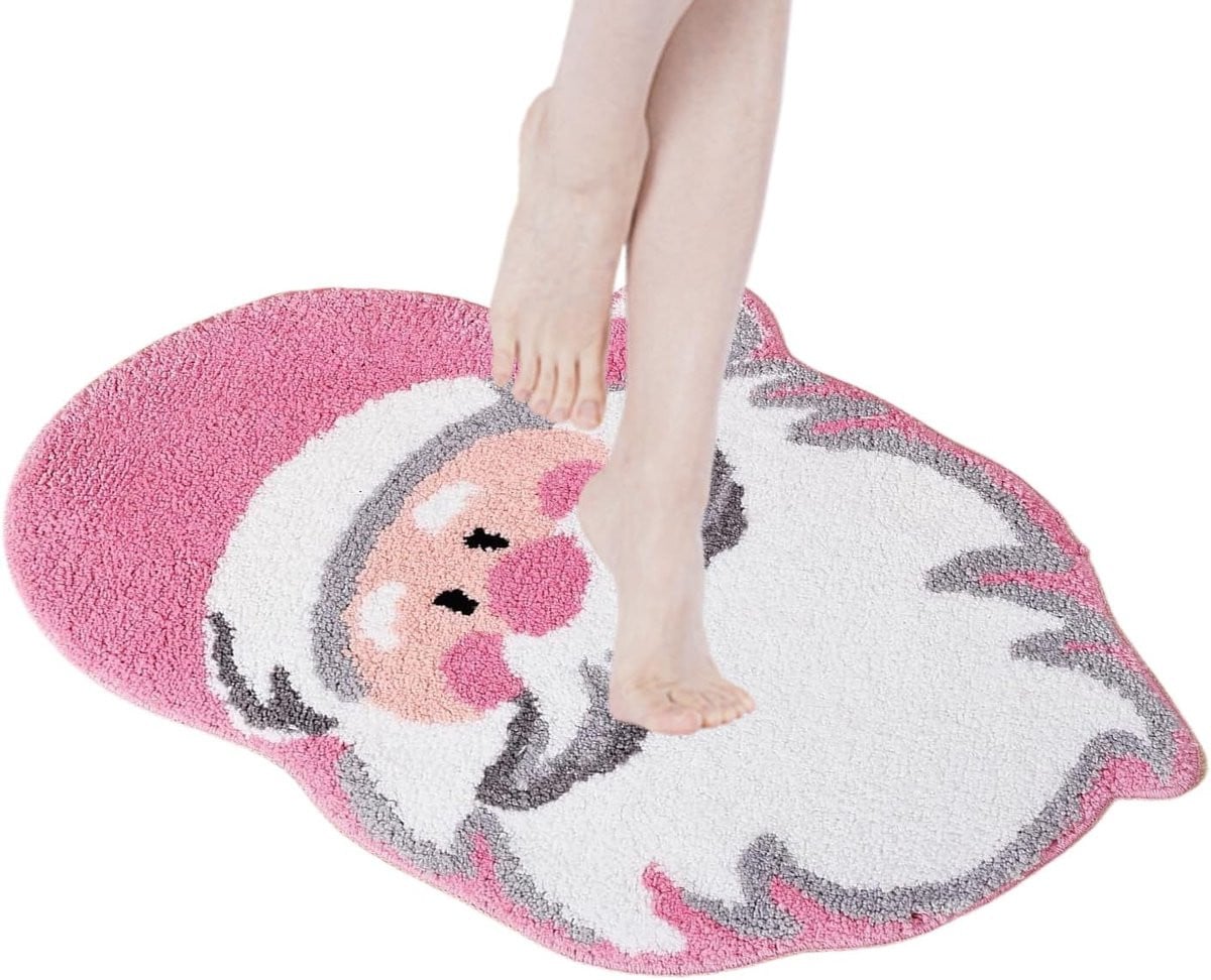Roze Kerst Vloerkleed met Antislip en Waterabsorberende Eigenschappen, 40 x 60 cm