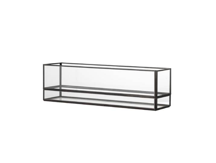 Teelichthalter Nysa – Glas mit schwarzem Rahmen - Schwarz - Luxusbetten24