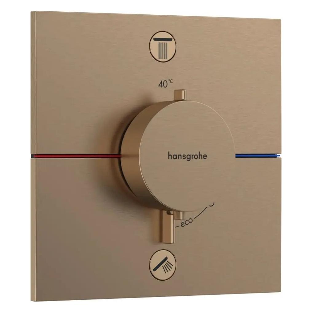 hansgrohe ShowerSelect Comfort E Thermostat, Unterputz, 2 Verbraucher, eckige Rosette, 15572 (15572140)