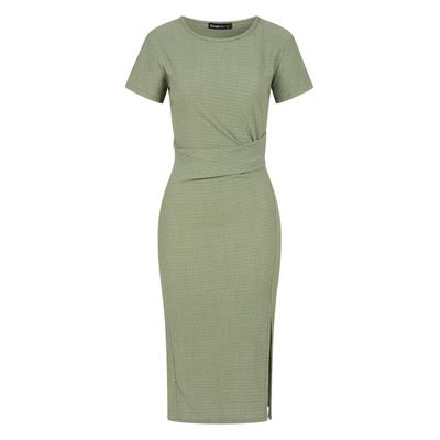 A-Linien-Kleid CLOUD 5IVE "CLOUD 5IVE Midi Dress", Damen, Gr. M, US-Größen, grün, 95% Polyester, 5% Elasthan, unifarben, normal, Rundhals, Kleider