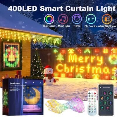 Uplift Picks 400 800 LED RGB Smart Curtain Lights With Music Sync And App Control 400 Leds 2x2 M (1 Pc)