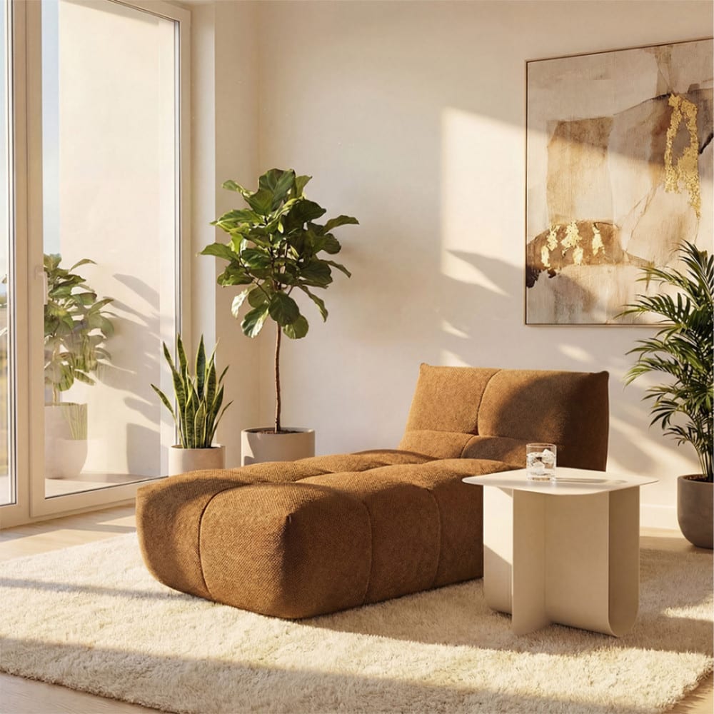 Drawer Chauffeuse lounge compressée 1 place en tissu - bronze Marron 89x70x160cm
