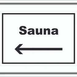 HB-Druck Sauna Schild mit Text und Richtungspfeil links Erholung Entspannung waagerecht A4 (210x297mm)