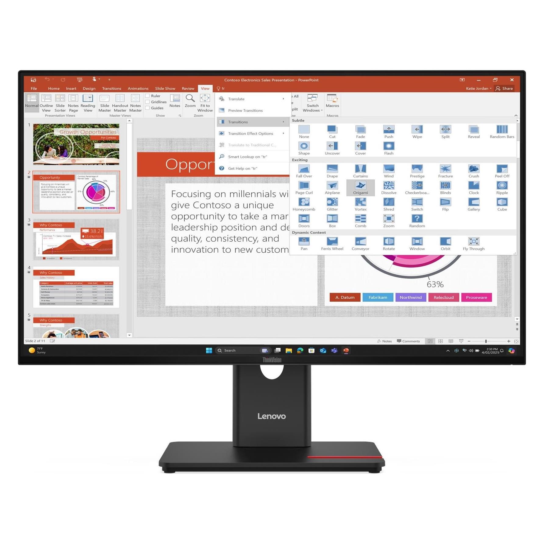 Lenovo ThinkVision T27-40 (1920 x 1080 Pixel, 27") (64A5MAT6SE)