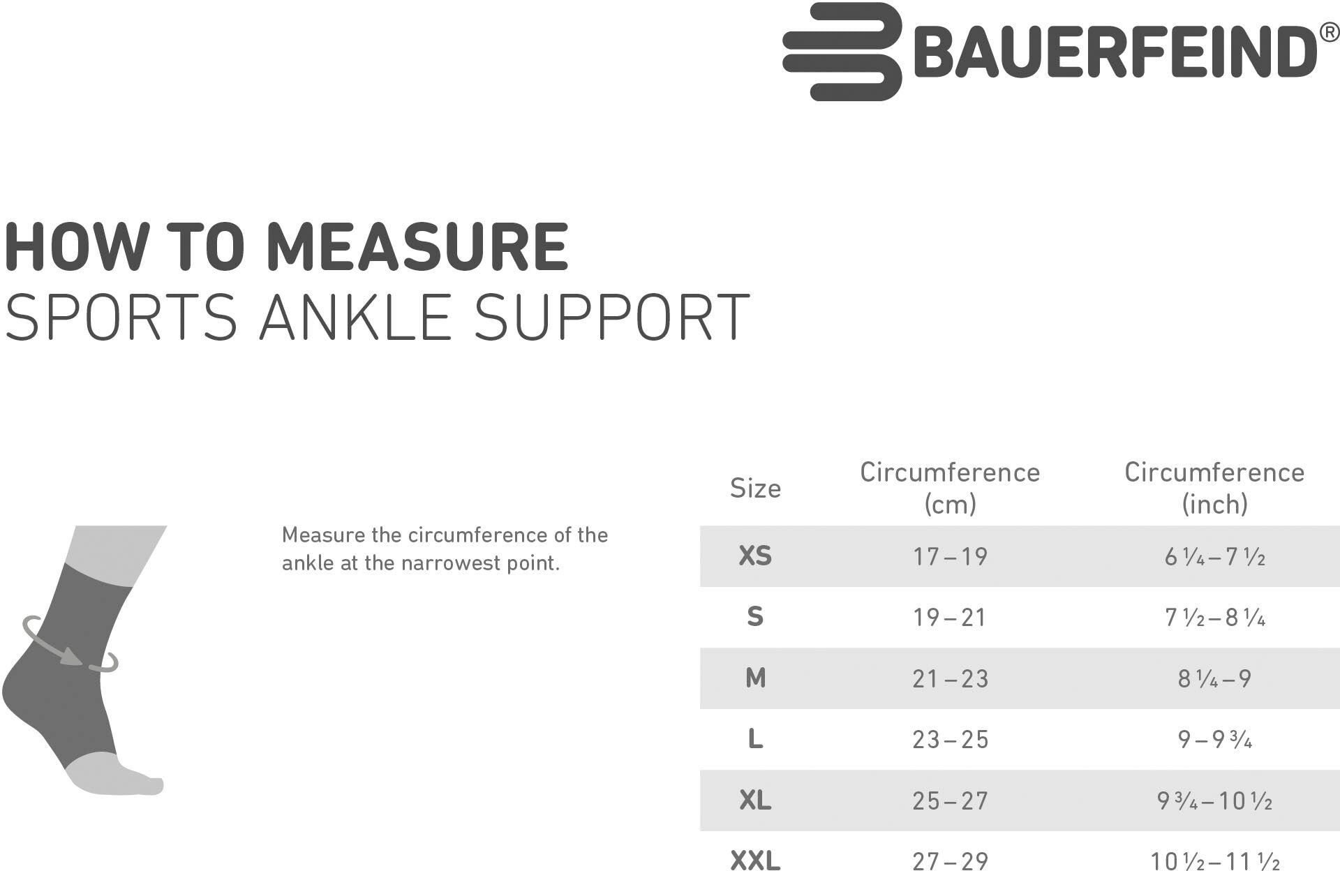Fussbandage BAUERFEIND "Sports Ankle Support links", Gr. XXL, schwarz, Obermaterial: 57% Baumwolle, 41% Polyester, 2% Elasthan, Bandagen Fussbandage, für den linken Fuss, atmungsaktives Material schwarz XXL