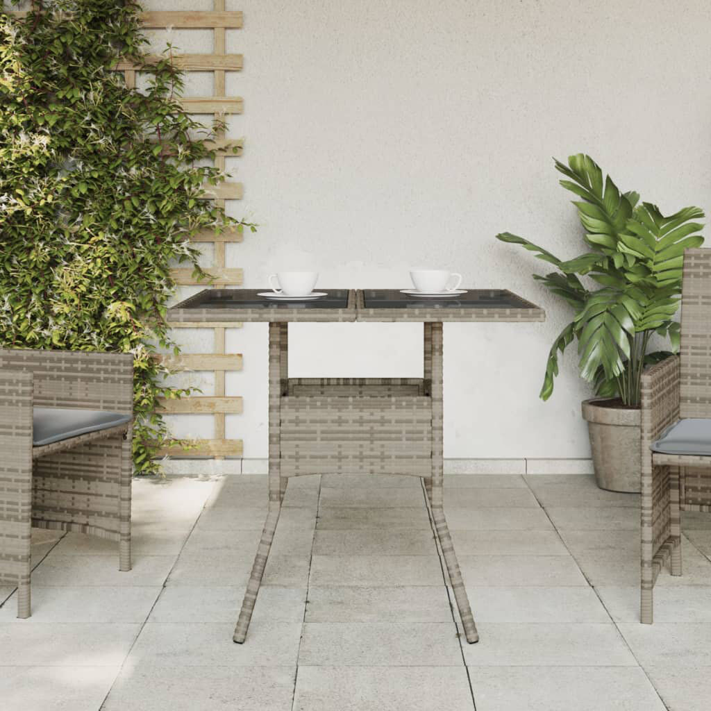 17 Stories Petronio Square Glass Metal Outdoor Dining Table - 80 cm W 80 cm D Grey