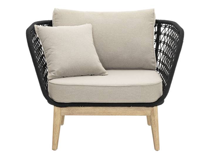 Loungesessel Wallo II schwarz Eukalyptusholz, Polyester T 96 cm