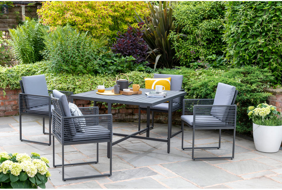 Metro Iberis Sheringham Aluminium & Rope Cube Set Gray 4