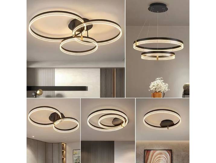 LED salon lumières simplicité moderne lumière luxe et Grand nordique luminaires lumières circulaires créatives