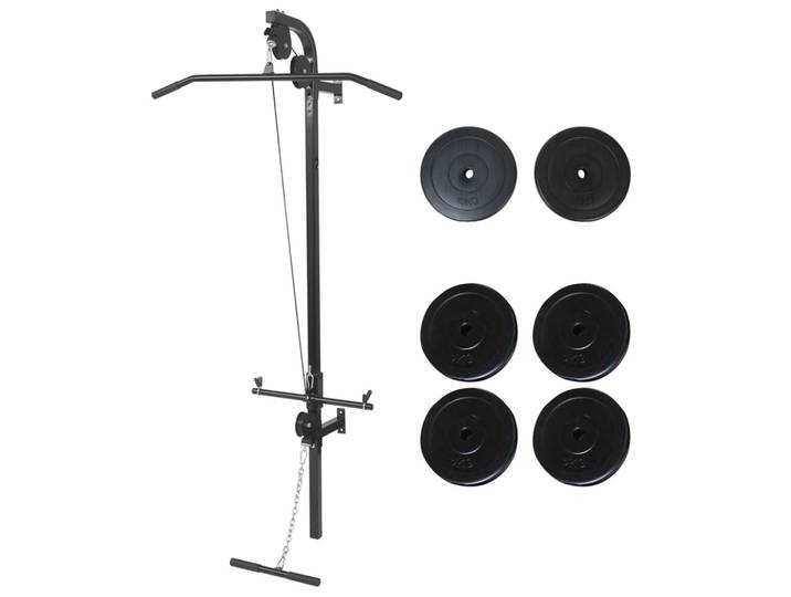 vidaXL Fitnessstation Wandmontage mit Gewichtsscheiben 40 kg