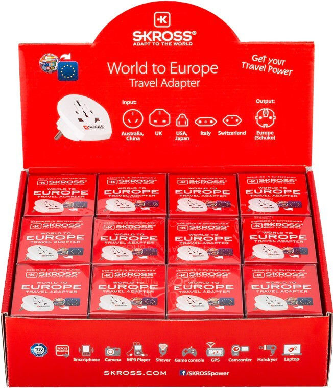Skross Wereldstekkeradapter Verkoopdoos voor gebruik in Europa