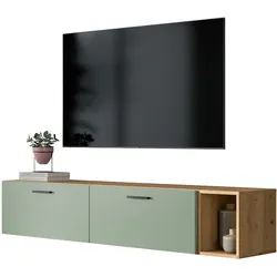 TV-LOWBOARD Grün, Eiche Artisan 176 cm, TV Unterteil hängend / stehend