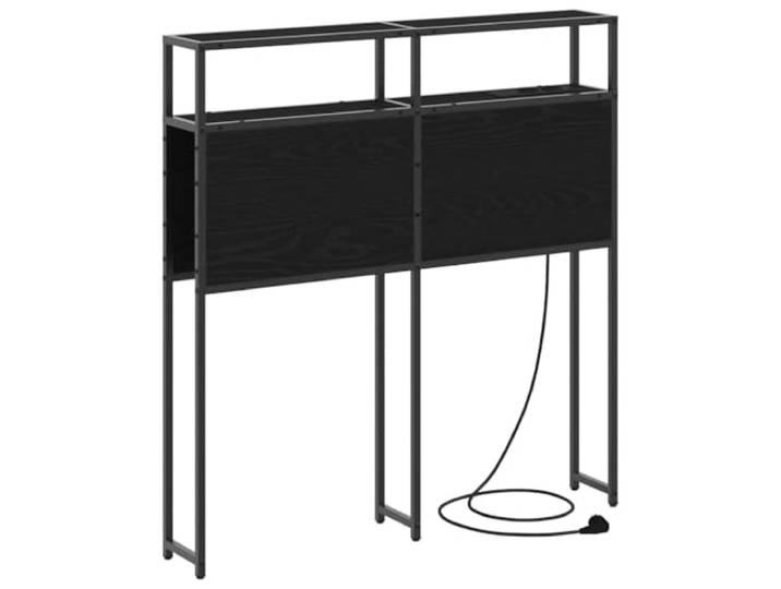 Makastle Stauraum-Kopfteil Schwarz Eichen-Optik 15x93x98 cm Holzwerkstoff & Stahl