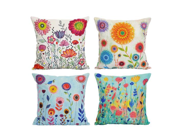 Outdoor Kissenbezug Set FLOWER 4-teilig 45 x 45 cm