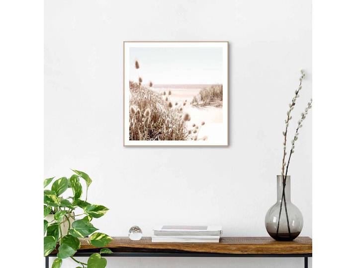 Tableau déco Plage Impression dans cadre en bois Beige 50 x 50 x 1cm